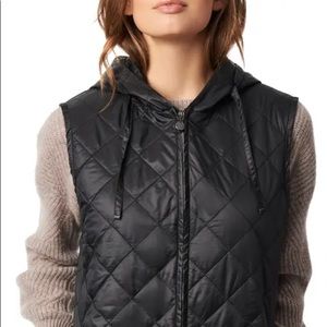 Quilted Long Vest with Hood
